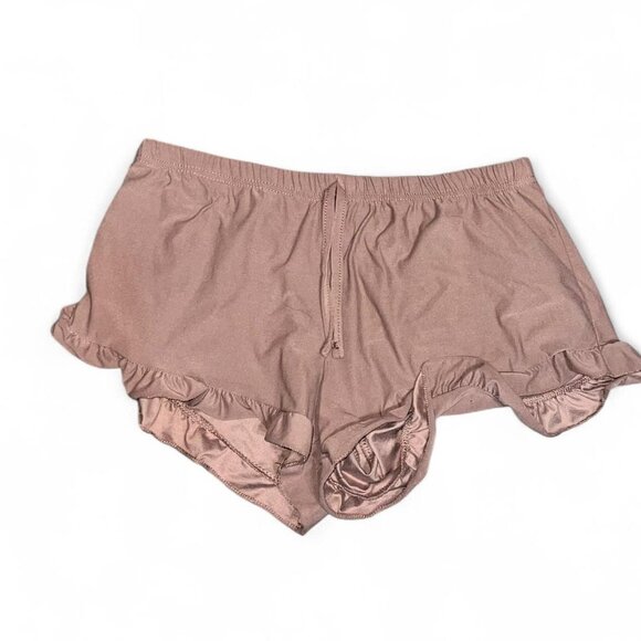 Mauve Pink Butterfly Lounge Shorts Ruffled Hem Y2K 90s Style - Picture 2 of 2